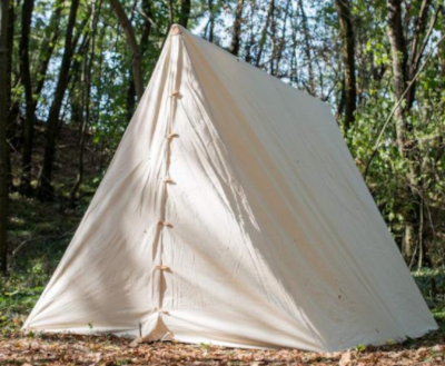 an old-fashioned triangular tent