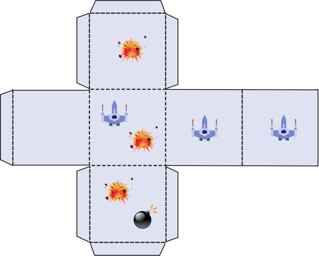 six sided die to cut out and assemble